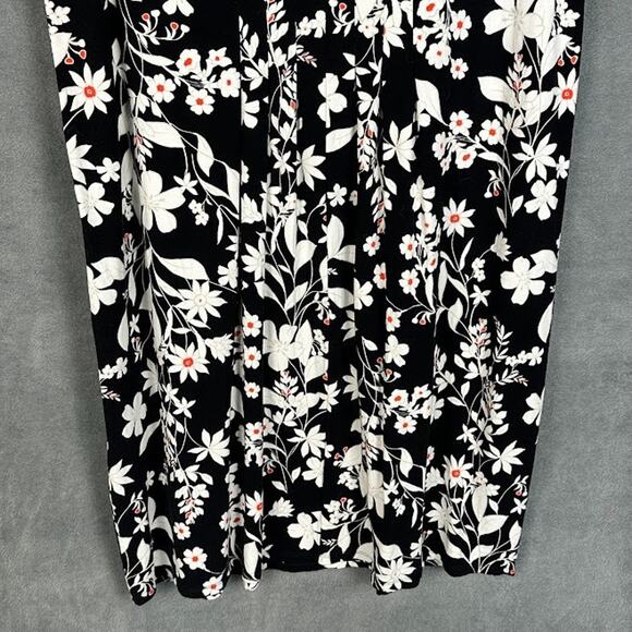 J Jill Wearever Collection Dress Womens Medium Black Floral Short Sleeve Stretch - Picture 6 of 14